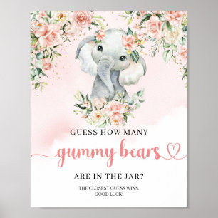 Boho Cute baby elephant Guess How Many Gummy Bears Poster