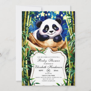 Boho Cute Baby Panda Baby Shower Invitation