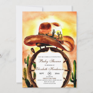 Boho Cute Custom Cowboy Baby Shower Invitation