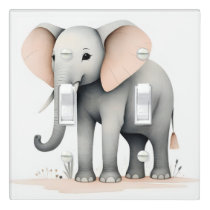 Boho Cute Elephant Nursery Kids Room Light Switch Cover