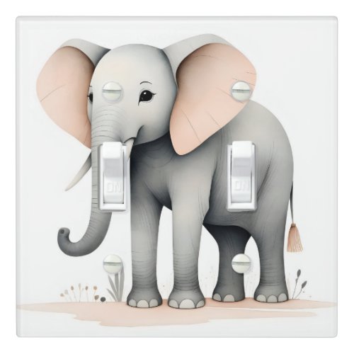 Boho Cute Elephant Nursery Kids Room Light Switch Cover