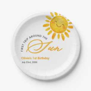 Boho Cute First Trip Around the Sun 1st Birthday Paper Plates