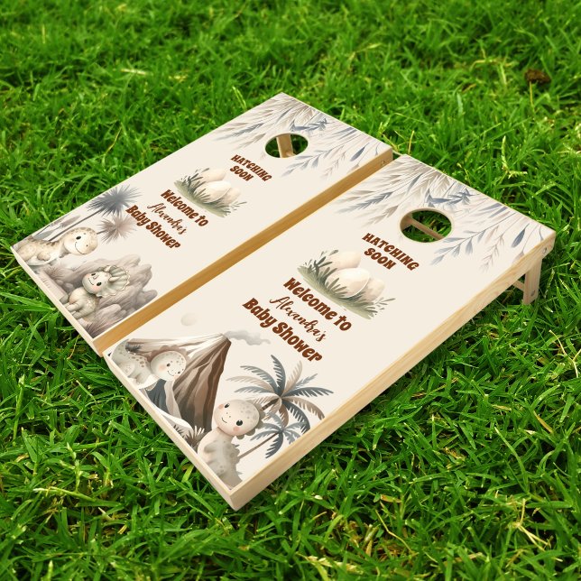 Boho Cute Hatching Soon Dinosaur Baby Shower Cornhole Set (Creator Uploaded)