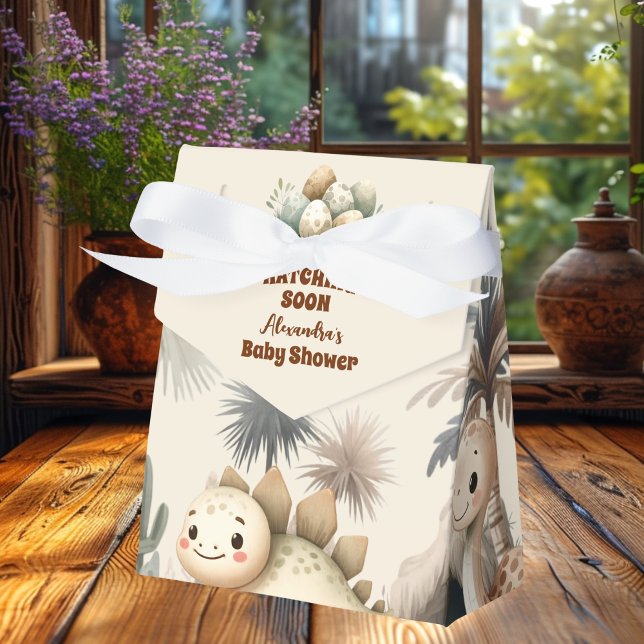 Boho Cute Hatching Soon Dinosaur Baby Shower Favor Boxes (Creator Uploaded)