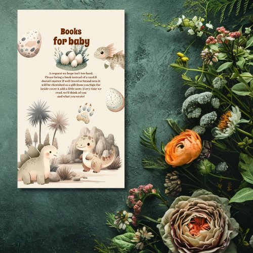 Boho Cute Hatching Soon Dinosaur Books for Baby Enclosure Card