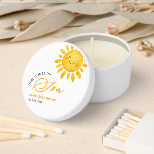 Boho Cute Here Comes the Sun Baby Shower Mini Candle Favors