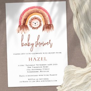 Boho Cute Lion Rainbow Baby Shower Invitation
