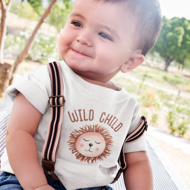 Boho Cute Lion Wild Child Baby Baby T-Shirt (Creator Uploaded)
