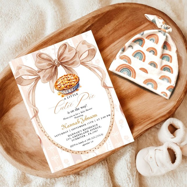 Boho cute Little Pie on the way  Fall baby Shower  Invitation (Creator Uploaded)