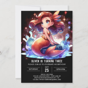 Boho Cute Mermaid Birthday Invitation