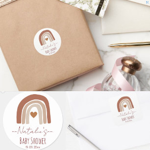 Boho cute neutral watercolor rainbow natural classic round sticker
