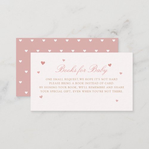 Boho Cute Pink Watercolor Girl Books for Baby  Enclosure Card