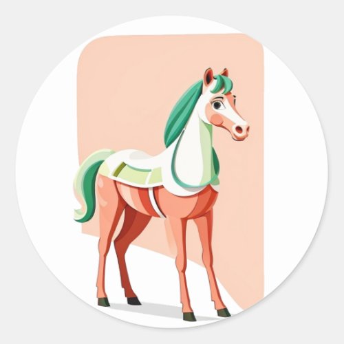 Boho Cute Pony Design Minimalist Horse Classic Round Sticker