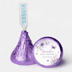 Boho Cute Purple Floral Butterfly Girl Baby Shower Hershey®'s Kisses®
