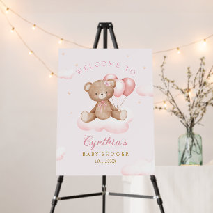 Boho Cute Teddy Bear Girl Baby Shower Foam Board