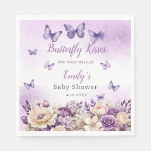 Boho Cute Watercolor Floral Butterfly Baby Shower  Napkins