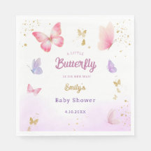 Boho Cute Watercolor pink Butterfly Baby Shower