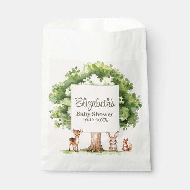 Boho Cute Woodland Animals Baby Shower  Favor Bag (Front)