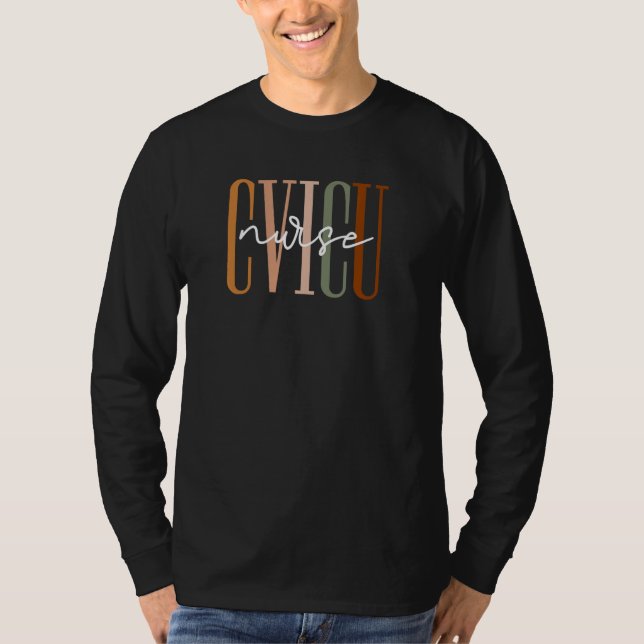 Boho CVICU Nurse Clinical Nursing Cardiac Nurse T-Shirt (Front)