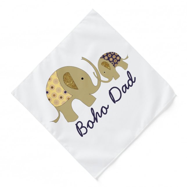 Boho Dad, Gold Elephant Bandana (Front)