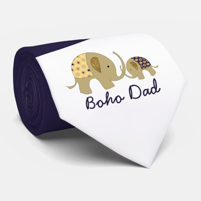 Boho Dad, Gold Elephant Neck Tie (Rolled)