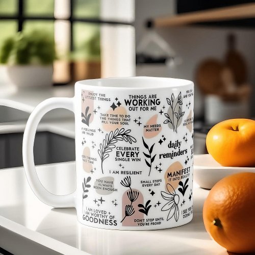 Boho Daily Reminders Affirmations Mug 11 oz Coffee Mug