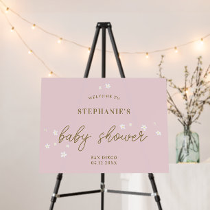 Boho Daisies Blush Pink Gold Baby Shower Welcome Foam Board