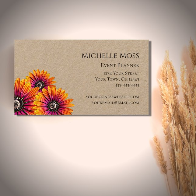 Boho Daisies Colorful Botanical Rustic Business Card (Creator Uploaded)
