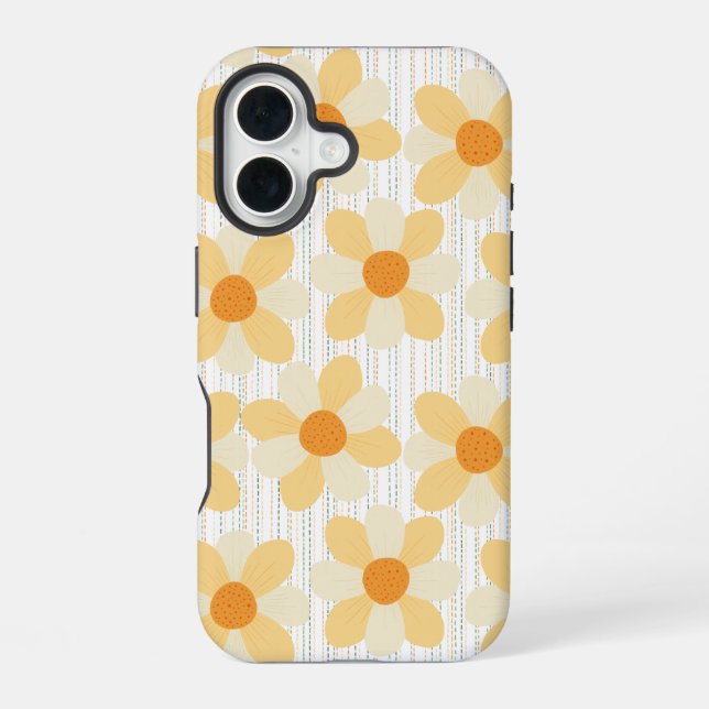 Boho Daisies + rainbow rain Iphone Case (Back)