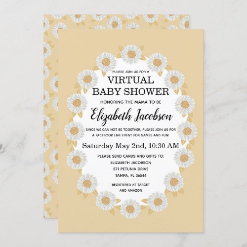 Boho Daisies Virtual Baby Shower Invitation