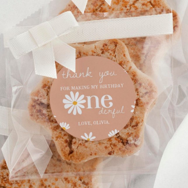 Boho Daisy 1st Birthday Sticker Labels (Creator Uploaded)