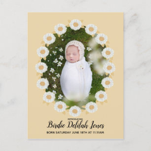 Boho Daisy Baby Girl Birth Announcement