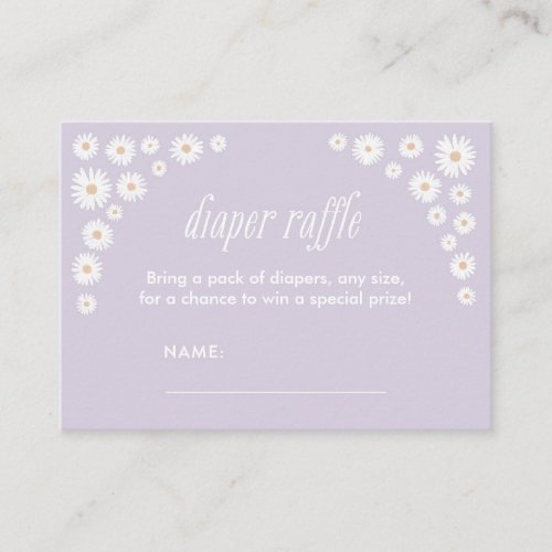 Boho Daisy Baby Shower Diaper Raffle Ticket Enclosure Card