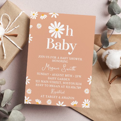 Boho Daisy Baby Shower Invitation