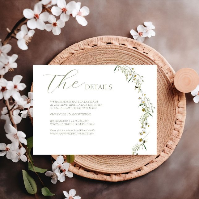 Boho Daisy Beidge Wildflower wedding details RSVP Card (Creator Uploaded)