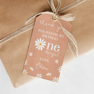 Boho Daisy Birthday Party Thank You Tag