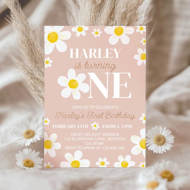 Boho Daisy Bloom First Birthday Invitation (Creator Uploaded)