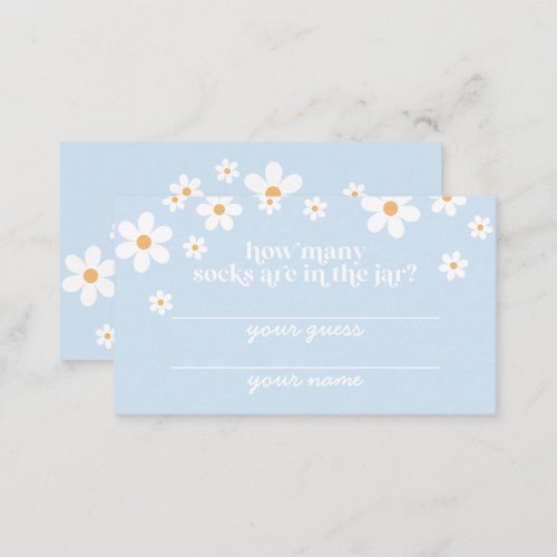 Boho daisy blue floral Baby Shower game card