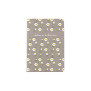 Boho Daisy Chain Floral in Taupe Personalized Passport Holder