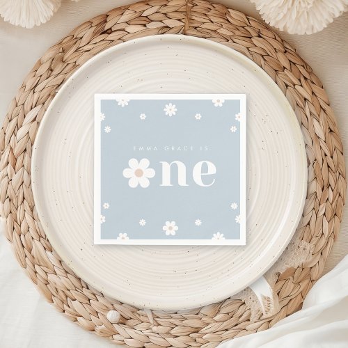 Boho Daisy First Birthday Napkin