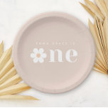 Boho Daisy First Birthday Paper Plate<br><div class="desc">Add a personal touch to your little one's birthday decor with our Daisy First Birthday Paper Plates. This boho design features a modern typography and a charming daisy accent, creating a sweet and stylish look. Customize the plate with your child's name for a personalized touch. Available in three neutral colorways...</div>