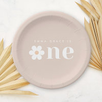 Boho Daisy First Birthday Paper Plate