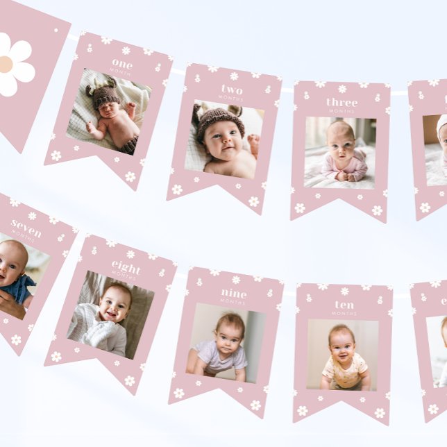 Boho Daisy First Birthday Photo Banner (Creator Uploaded)