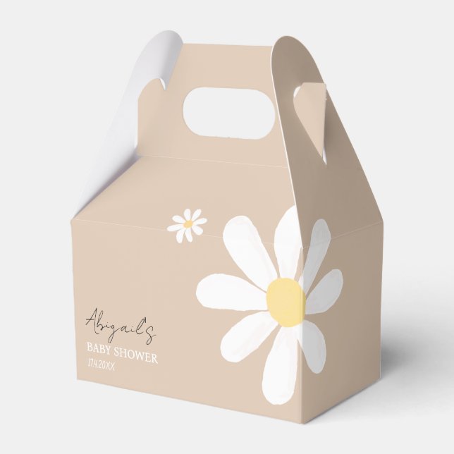 Boho Daisy Floral Baby shower Favor Boxes (Front Side)