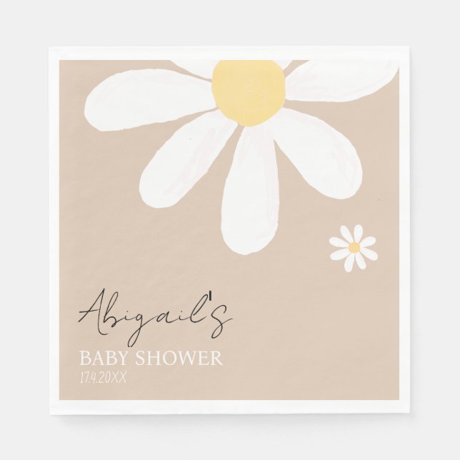 Boho Daisy Floral Baby shower Napkins (Front)