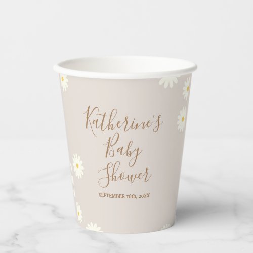 Boho Daisy Floral Baby Shower Paper Cups