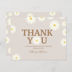 Boho Daisy Floral Baby Shower Thank you card