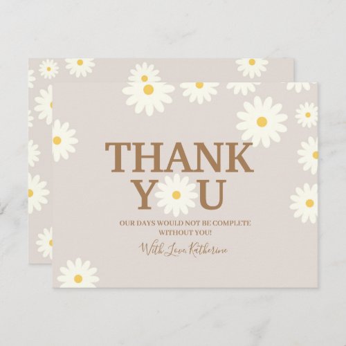 Boho Daisy Floral Baby Shower Thank you card