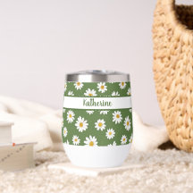 Boho Daisy Floral Pattern Green