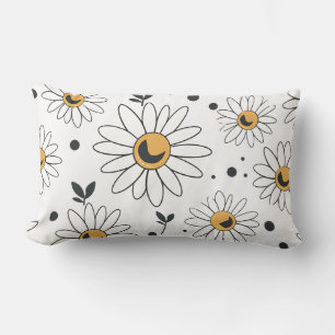 Boho Daisy Floral Throw Pillow